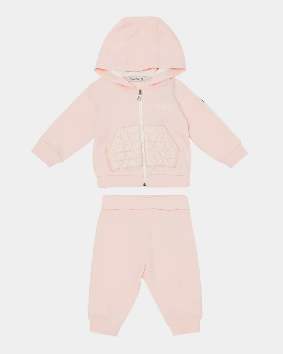 Girl's Two-Piece Logo-Embroidered Set, Size 3M-3